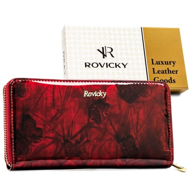 Odinė piniginė Rovicky raudonos spalvos Odinė piniginė Rovicky raudonos spalvos