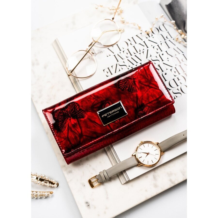 Odinė piniginė Peterson raudonos spalvos 1 Odinė piniginė Peterson raudonos spalvos 1