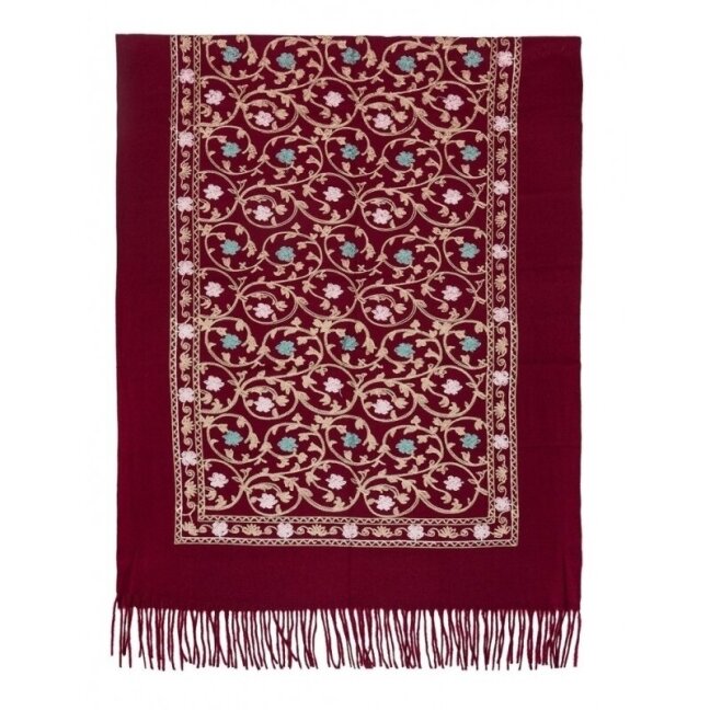 Bordo spalvos siuvinėtas šalikas 1 Bordo spalvos siuvinėtas šalikas 1