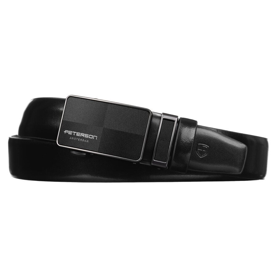 Vyriškas juodas odinis diržas su automatine sagtimi Peterson 1
